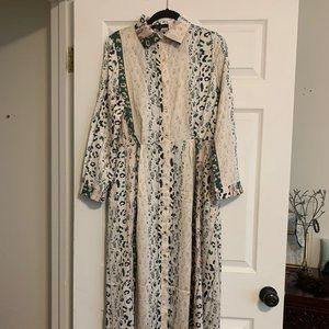 Printed Button Down Dress with POCKETS